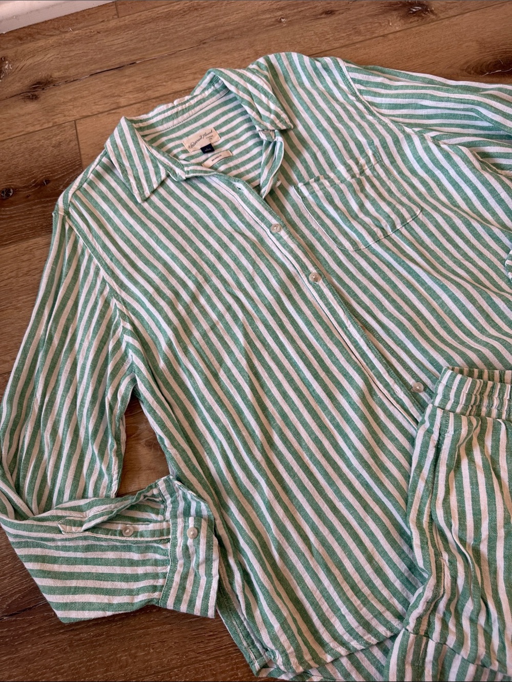 Universal Thread Mint Green and White Striped High-Waist Shorts Set - Picture 6 of 7